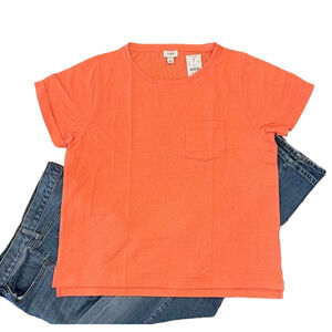 NWT J. Crew Neon Rose Pink/Peach Slub Cotton-Blend Rolled Sleeve Tee